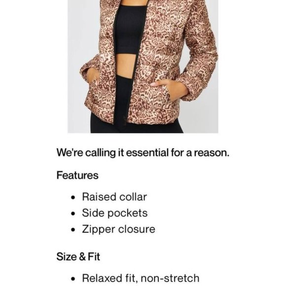 NWT New Dynamite Leopard Packable Puffer size small - Picture 4 of 6